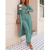 image:imageEkouaer Womens 3 Piece Lounge Set Pajama Long Sleeve Cardigan Sleeveless Top Pants Sweatsuit SXXLGreen