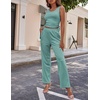 image:imageEkouaer Womens 3 Piece Lounge Set Pajama Long Sleeve Cardigan Sleeveless Top Pants Sweatsuit SXXLGreen
