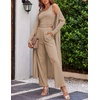 image:imageEkouaer Womens 3 Piece Lounge Set Pajama Long Sleeve Cardigan Sleeveless Top Pants Sweatsuit SXXLKhaki