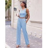image:imageEkouaer Womens 3 Piece Lounge Set Pajama Long Sleeve Cardigan Sleeveless Top Pants Sweatsuit SXXLLight Blue