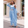 image:imageEkouaer Womens 3 Piece Lounge Set Pajama Long Sleeve Cardigan Sleeveless Top Pants Sweatsuit SXXLLight Blue