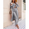 image:imageEkouaer Womens 3 Piece Lounge Set Pajama Long Sleeve Cardigan Sleeveless Top Pants Sweatsuit SXXLLight Gray