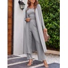 image:imageEkouaer Womens 3 Piece Lounge Set Pajama Long Sleeve Cardigan Sleeveless Top Pants Sweatsuit SXXLLight Gray