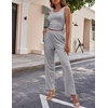 image:imageEkouaer Womens 3 Piece Lounge Set Pajama Long Sleeve Cardigan Sleeveless Top Pants Sweatsuit SXXLLight Gray
