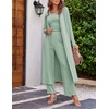 image:imageEkouaer Womens 3 Piece Lounge Set Pajama Long Sleeve Cardigan Sleeveless Top Pants Sweatsuit SXXLLight Green