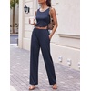 image:imageEkouaer Womens 3 Piece Lounge Set Pajama Long Sleeve Cardigan Sleeveless Top Pants Sweatsuit SXXLNavy