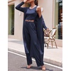 image:imageEkouaer Womens 3 Piece Lounge Set Pajama Long Sleeve Cardigan Sleeveless Top Pants Sweatsuit SXXLNavy