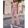 image:imageEkouaer Womens 3 Piece Lounge Set Pajama Long Sleeve Cardigan Sleeveless Top Pants Sweatsuit SXXLPink