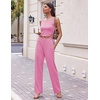 image:imageEkouaer Womens 3 Piece Lounge Set Pajama Long Sleeve Cardigan Sleeveless Top Pants Sweatsuit SXXLRose Pink