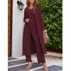 image:imageEkouaer Womens 3 Piece Lounge Set Pajama Long Sleeve Cardigan Sleeveless Top Pants Sweatsuit SXXLWine