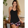 image:imageEkouaer Womens Cami Pajama Set Sexy Sleeveless Sleepwear 2 Piece PJ Set with Shorts Sexy Pj NightwearBlack Heart