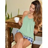 image:imageEkouaer Womens Cami Pajama Set Sexy Sleeveless Sleepwear 2 Piece PJ Set with Shorts Sexy Pj NightwearGreen Plaid