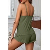 image:imageEkouaer Womens Cami Pajama Sets 2 Piece Ribbed Knit Lingerie Sleeveless Tank Top and Shorts Camisole Pjs SleepwearArmy Green