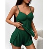 image:imageEkouaer Womens Cami Pajama Sets 2 Piece Ribbed Knit Lingerie Sleeveless Tank Top and Shorts Camisole Pjs SleepwearBright Green
