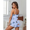 image:imageEkouaer Womens Cami Pajama Sets 2 Piece Ribbed Knit Lingerie Sleeveless Tank Top and Shorts Camisole Pjs SleepwearButterfly Print