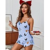 image:imageEkouaer Womens Cami Pajama Sets 2 Piece Ribbed Knit Lingerie Sleeveless Tank Top and Shorts Camisole Pjs SleepwearButterfly Print
