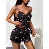 image:imageEkouaer Womens Cami Pajama Sets 2 Piece Ribbed Knit Lingerie Sleeveless Tank Top and Shorts Camisole Pjs SleepwearCherry Black
