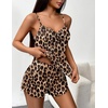 image:imageEkouaer Womens Cami Pajama Sets 2 Piece Ribbed Knit Lingerie Sleeveless Tank Top and Shorts Camisole Pjs SleepwearClassic Leopard