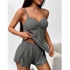 image:imageEkouaer Womens Cami Pajama Sets 2 Piece Ribbed Knit Lingerie Sleeveless Tank Top and Shorts Camisole Pjs SleepwearGrey