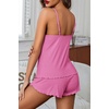 image:imageEkouaer Womens Cami Pajama Sets 2 Piece Ribbed Knit Lingerie Sleeveless Tank Top and Shorts Camisole Pjs SleepwearHot Pink