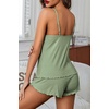 image:imageEkouaer Womens Cami Pajama Sets 2 Piece Ribbed Knit Lingerie Sleeveless Tank Top and Shorts Camisole Pjs SleepwearLight Green