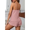 image:imageEkouaer Womens Cami Pajama Sets 2 Piece Ribbed Knit Lingerie Sleeveless Tank Top and Shorts Camisole Pjs SleepwearLight Pink