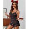 image:imageEkouaer Womens Cami Pajama Sets 2 Piece Ribbed Knit Lingerie Sleeveless Tank Top and Shorts Camisole Pjs SleepwearLips Print