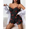 image:imageEkouaer Womens Cami Pajama Sets 2 Piece Ribbed Knit Lingerie Sleeveless Tank Top and Shorts Camisole Pjs SleepwearLips Print