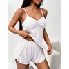 image:imageEkouaer Womens Cami Pajama Sets 2 Piece Ribbed Knit Lingerie Sleeveless Tank Top and Shorts Camisole Pjs SleepwearWhite
