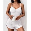image:imageEkouaer Womens Cami Pajama Sets 2 Piece Ribbed Knit Lingerie Sleeveless Tank Top and Shorts Camisole Pjs SleepwearWhite