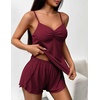 image:imageEkouaer Womens Cami Pajama Sets 2 Piece Ribbed Knit Lingerie Sleeveless Tank Top and Shorts Camisole Pjs SleepwearWine Red
