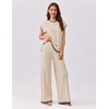 image:imageEkouaer Womens Matching Sets Knit Sweater Sets 2 Pieces Outfits Pullover Tops Wide Legs Pants Lounge SetBeige