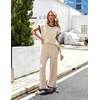 image:imageEkouaer Womens Matching Sets Knit Sweater Sets 2 Pieces Outfits Pullover Tops Wide Legs Pants Lounge SetBeige