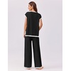 image:imageEkouaer Womens Matching Sets Knit Sweater Sets 2 Pieces Outfits Pullover Tops Wide Legs Pants Lounge SetBlack