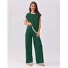 image:imageEkouaer Womens Matching Sets Knit Sweater Sets 2 Pieces Outfits Pullover Tops Wide Legs Pants Lounge SetBright Green