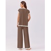 image:imageEkouaer Womens Matching Sets Knit Sweater Sets 2 Pieces Outfits Pullover Tops Wide Legs Pants Lounge SetBrown