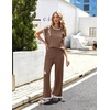 image:imageEkouaer Womens Matching Sets Knit Sweater Sets 2 Pieces Outfits Pullover Tops Wide Legs Pants Lounge SetBrown