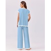 image:imageEkouaer Womens Matching Sets Knit Sweater Sets 2 Pieces Outfits Pullover Tops Wide Legs Pants Lounge SetClear Blue
