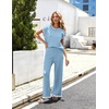 image:imageEkouaer Womens Matching Sets Knit Sweater Sets 2 Pieces Outfits Pullover Tops Wide Legs Pants Lounge SetClear Blue