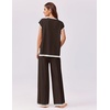image:imageEkouaer Womens Matching Sets Knit Sweater Sets 2 Pieces Outfits Pullover Tops Wide Legs Pants Lounge SetCoffee