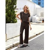 image:imageEkouaer Womens Matching Sets Knit Sweater Sets 2 Pieces Outfits Pullover Tops Wide Legs Pants Lounge SetCoffee