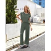 image:imageEkouaer Womens Matching Sets Knit Sweater Sets 2 Pieces Outfits Pullover Tops Wide Legs Pants Lounge SetDeep Green