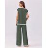 image:imageEkouaer Womens Matching Sets Knit Sweater Sets 2 Pieces Outfits Pullover Tops Wide Legs Pants Lounge SetDeep Green