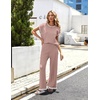 image:imageEkouaer Womens Matching Sets Knit Sweater Sets 2 Pieces Outfits Pullover Tops Wide Legs Pants Lounge SetDusty Pink