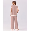 image:imageEkouaer Womens Matching Sets Knit Sweater Sets 2 Pieces Outfits Pullover Tops Wide Legs Pants Lounge SetDusty Pink