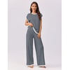 image:imageEkouaer Womens Matching Sets Knit Sweater Sets 2 Pieces Outfits Pullover Tops Wide Legs Pants Lounge SetGrey