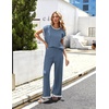 image:imageEkouaer Womens Matching Sets Knit Sweater Sets 2 Pieces Outfits Pullover Tops Wide Legs Pants Lounge SetGrey Blue