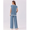 image:imageEkouaer Womens Matching Sets Knit Sweater Sets 2 Pieces Outfits Pullover Tops Wide Legs Pants Lounge SetGrey Blue