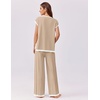 image:imageEkouaer Womens Matching Sets Knit Sweater Sets 2 Pieces Outfits Pullover Tops Wide Legs Pants Lounge SetKhaki