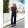 image:imageEkouaer Womens Matching Sets Knit Sweater Sets 2 Pieces Outfits Pullover Tops Wide Legs Pants Lounge SetNavy Blue